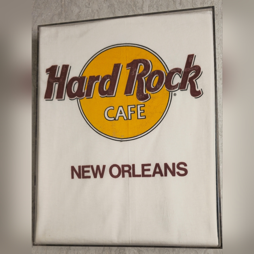 Hard Rock Cafe White and Yellow Tee - New Never Worn - Framed